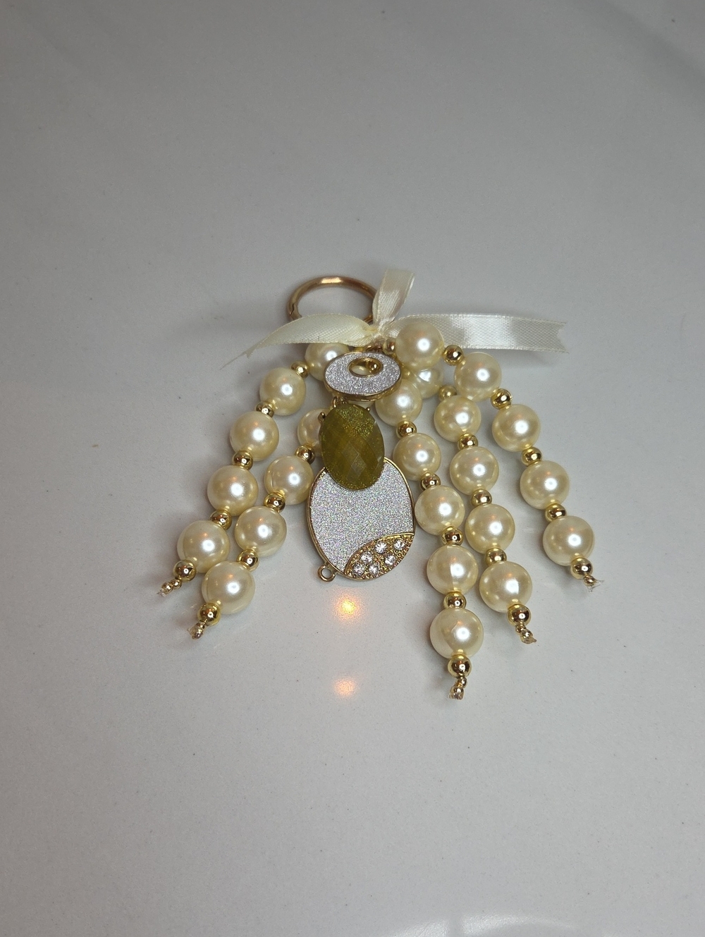 Pearl Bag Charm With Gold